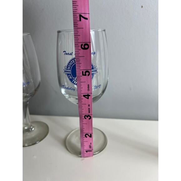 Set of 2 Wine Glasses Winter Festival of the Waters Berkeley Springs WV - Picture 3 of 3